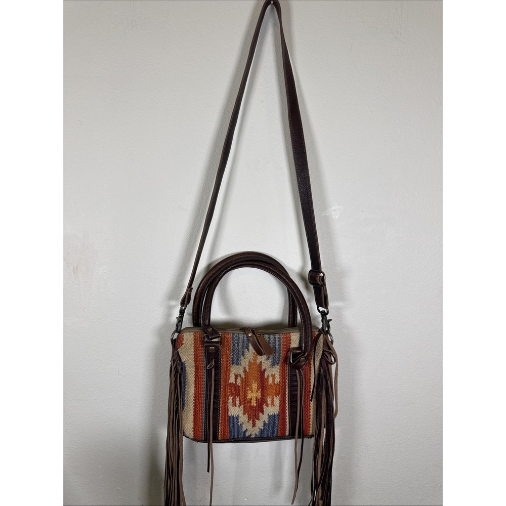 Myra Concealed Carry Purse Tribal Weave Leather Boho Cowgirl Western Patina EUC - Picture 2 of 7